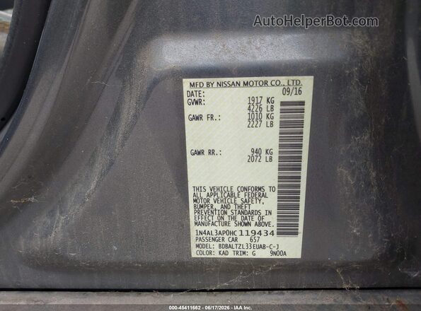 1N4AL3AP0HC119434 2017 NISSAN ALTIMA Black Շարժիչի բաժամունքի տեսք