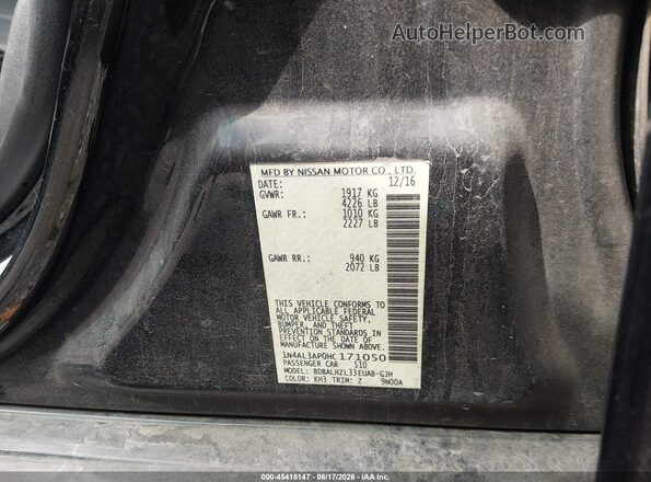1N4AL3AP0HC171050 2017 NISSAN ALTIMA Black Widok komory silnika