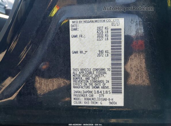 1N4AL3AP0HC184185 2017 NISSAN ALTIMA Black Engine compartment view
