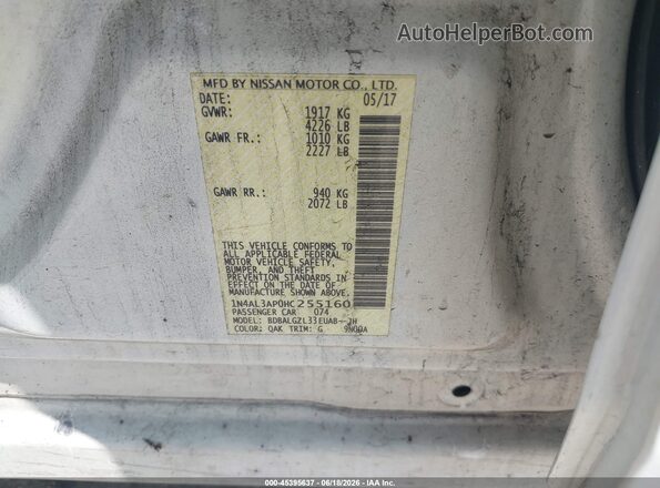 1N4AL3AP0HC255160 2017 NISSAN ALTIMA White ძრავის განყოფილების ხედი
