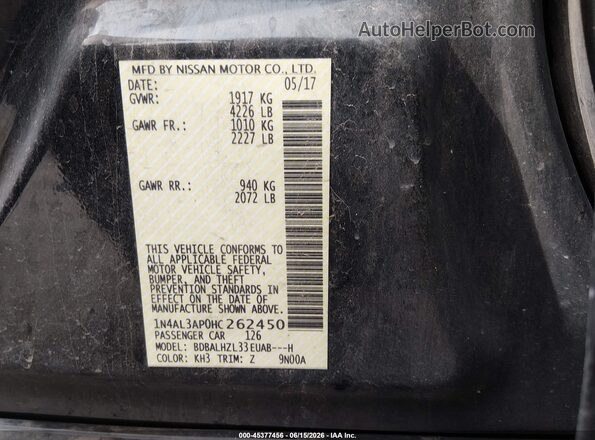 1N4AL3AP0HC262450 2017 NISSAN ALTIMA Black Engine compartment view