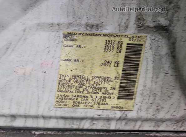 1N4AL3AP0HN333991 2017 NISSAN ALTIMA White Widok komory silnika