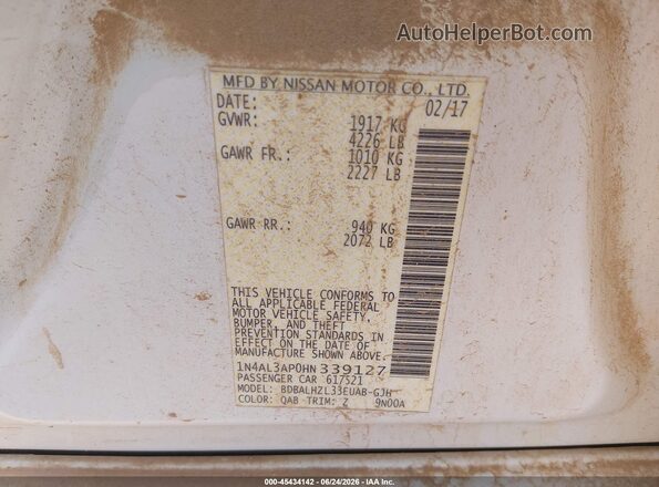 1N4AL3AP0HN339127 2017 NISSAN ALTIMA White Շարժիչի բաժամունքի տեսք
