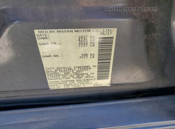 1N4AL3AP0HN363802 2017 NISSAN ALTIMA Silver VIN կոդի պիտակի տեսք