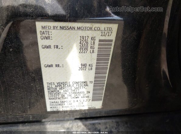 1N4AL3AP0JC145327 2018 NISSAN ALTIMA Black Շարժիչի բաժամունքի տեսք