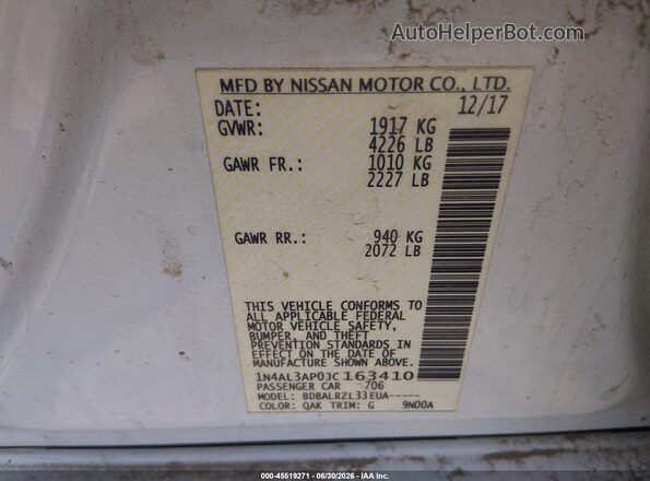 1N4AL3AP0JC163410 2018 NISSAN ALTIMA White Շարժիչի բաժամունքի տեսք