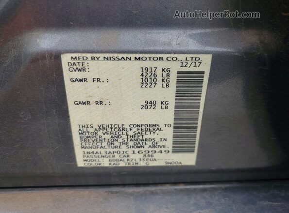 1N4AL3AP0JC169949 2018 NISSAN ALTIMA Gray 