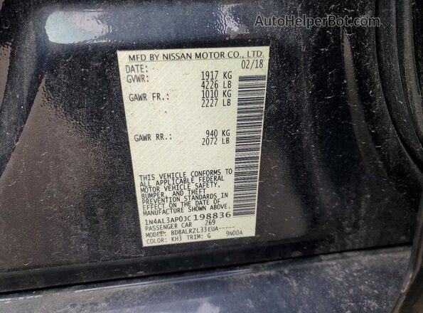 1N4AL3AP0JC198836 2018 NISSAN ALTIMA Black Вид підкапотного простору
