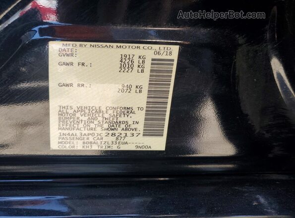 1N4AL3AP0JC282137 2018 NISSAN ALTIMA Black Widok komory silnika