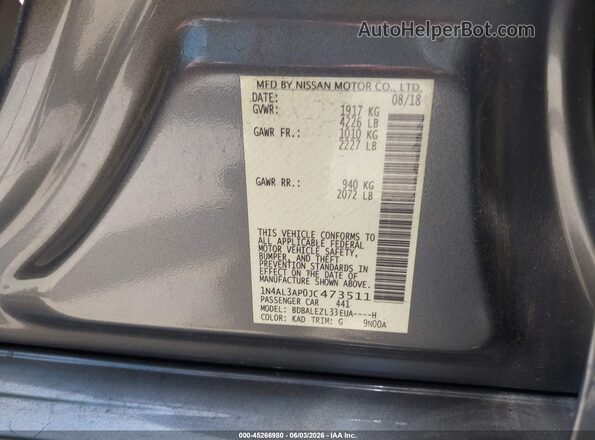 1N4AL3AP0JC473511 2018 NISSAN ALTIMA Gray Вид підкапотного простору