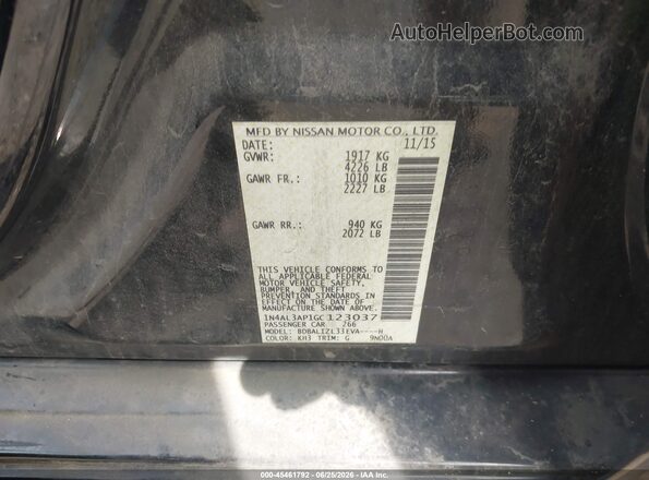 1N4AL3AP1GC123037 2016 NISSAN ALTIMA Black Вид підкапотного простору