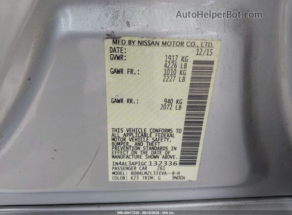 1N4AL3AP1GC132336 2016 NISSAN ALTIMA Silver Engine compartment view