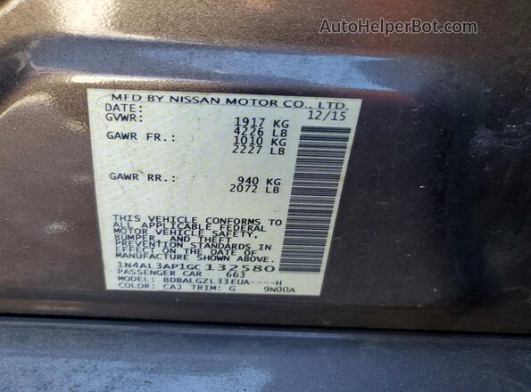 1N4AL3AP1GC132580 2016 NISSAN ALTIMA Gray Engine compartment view