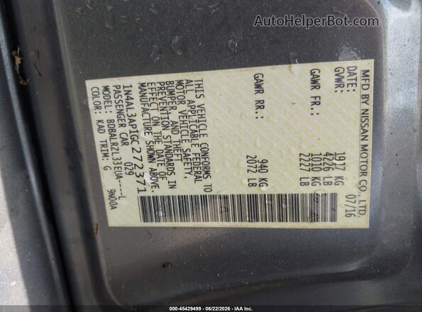 1N4AL3AP1GC272371 2016 NISSAN ALTIMA Gray Engine compartment view