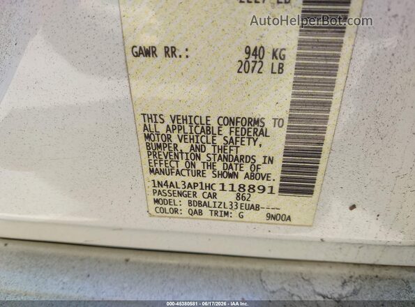 1N4AL3AP1HC118891 2017 NISSAN ALTIMA White Widok komory silnika