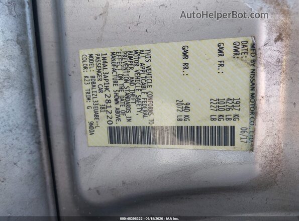 1N4AL3AP1HC281220 2017 NISSAN ALTIMA Gray Շարժիչի բաժամունքի տեսք