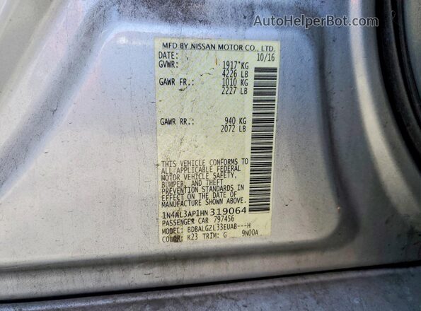 1N4AL3AP1HN319064 2017 NISSAN ALTIMA Silver Engine compartment view