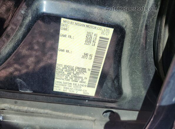1N4AL3AP1HN361069 2017 NISSAN ALTIMA Gray Շարժիչի բաժամունքի տեսք