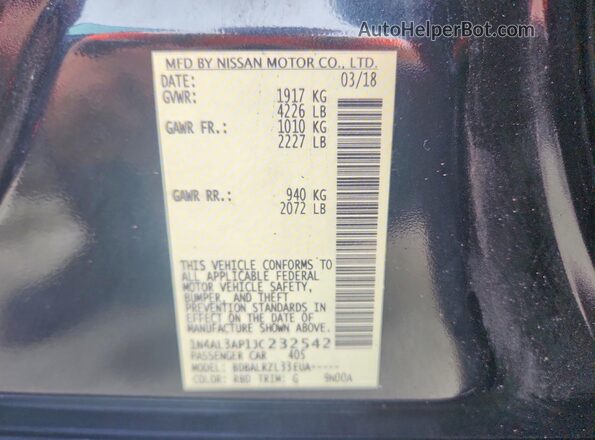 1N4AL3AP1JC232542 2018 NISSAN ALTIMA Black Vista del compartimento del motor