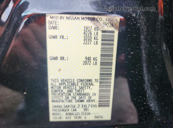 1N4AL3AP2GC236706 2016 NISSAN ALTIMA Black 