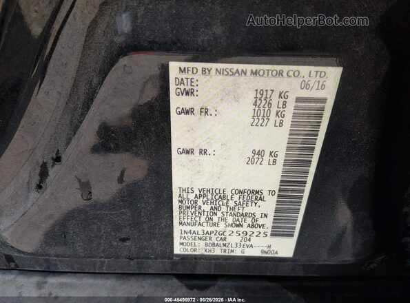 1N4AL3AP2GC259225 2016 NISSAN ALTIMA Black Vista del compartimento del motor