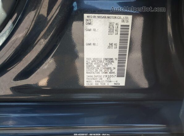 1N4AL3AP2GC291057 2016 NISSAN ALTIMA Черный Вид подкапотного пространства