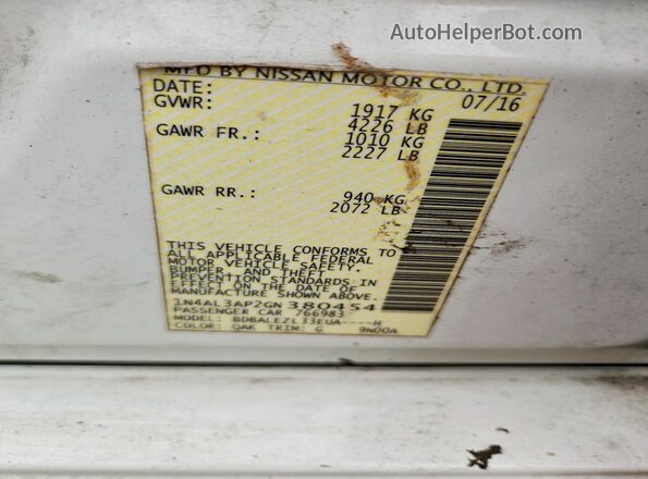 1N4AL3AP2GN380454 2016 NISSAN ALTIMA White ძრავის განყოფილების ხედი