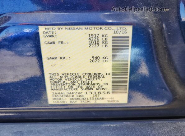 1N4AL3AP2HC131858 2017 NISSAN ALTIMA Blue 