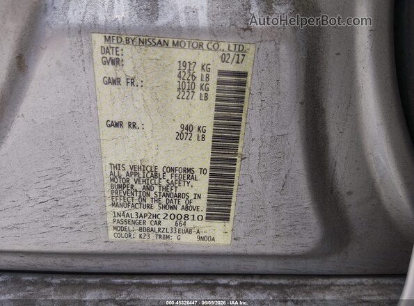 1N4AL3AP2HC200810 2017 NISSAN ALTIMA Silver Engine compartment view