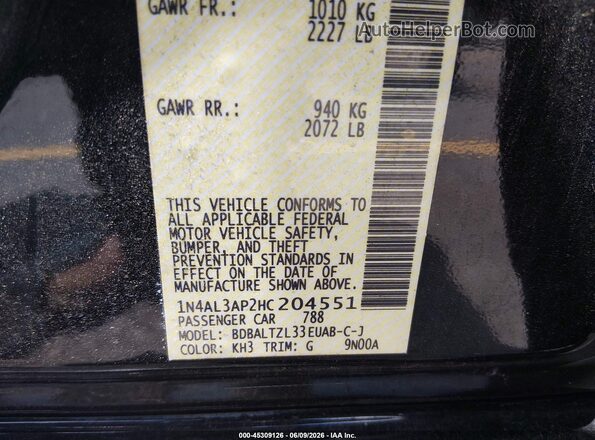 1N4AL3AP2HC204551 2017 NISSAN ALTIMA Black Engine compartment view