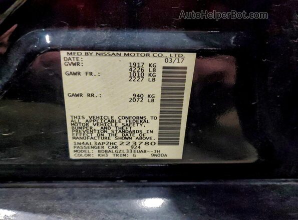1N4AL3AP2HC223780 2017 NISSAN ALTIMA Black Vista del compartimento del motor