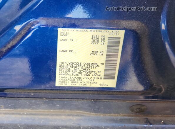 1N4AL3AP2HC262398 2017 NISSAN ALTIMA Blue Engine compartment view