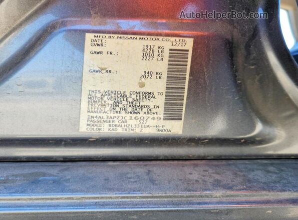 1N4AL3AP2JC160749 2018 NISSAN ALTIMA Gray Вид підкапотного простору