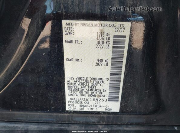 1N4AL3AP2JC168253 2018 NISSAN ALTIMA Black Widok komory silnika