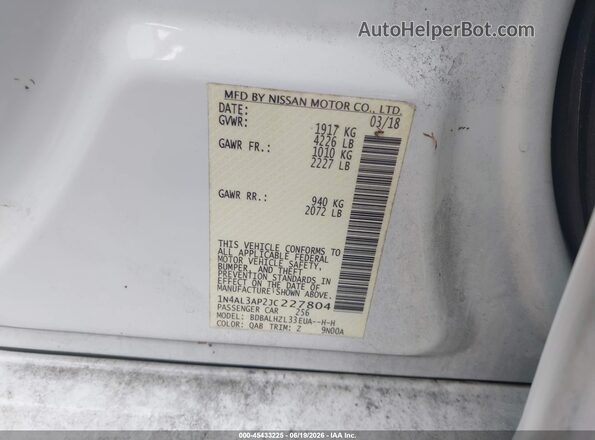 1N4AL3AP2JC227804 2018 NISSAN ALTIMA White Вид підкапотного простору