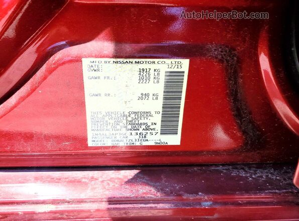 1N4AL3AP3GC136257 2016 NISSAN ALTIMA Burgundy Շարժիչի բաժամունքի տեսք