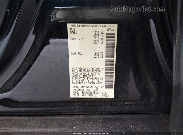 1N4AL3AP3GC286207 2016 NISSAN ALTIMA Black Շարժիչի բաժամունքի տեսք