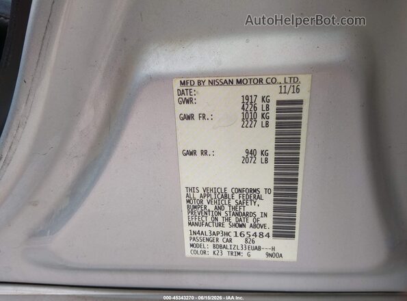 1N4AL3AP3HC165484 2017 NISSAN ALTIMA Silver Widok komory silnika