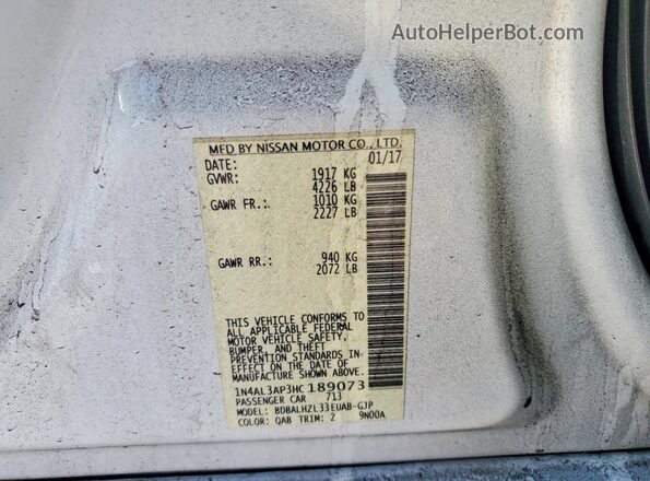 1N4AL3AP3HC189073 2017 NISSAN ALTIMA Белый 