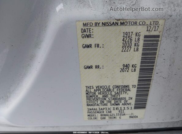 1N4AL3AP3JC161151 2018 NISSAN ALTIMA Белый Вид подкапотного пространства