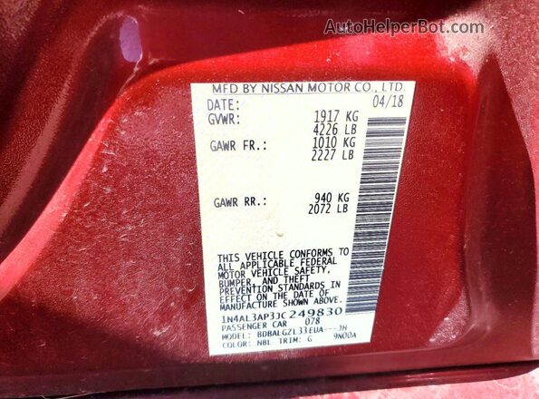 1N4AL3AP3JC249830 2018 NISSAN ALTIMA Red 