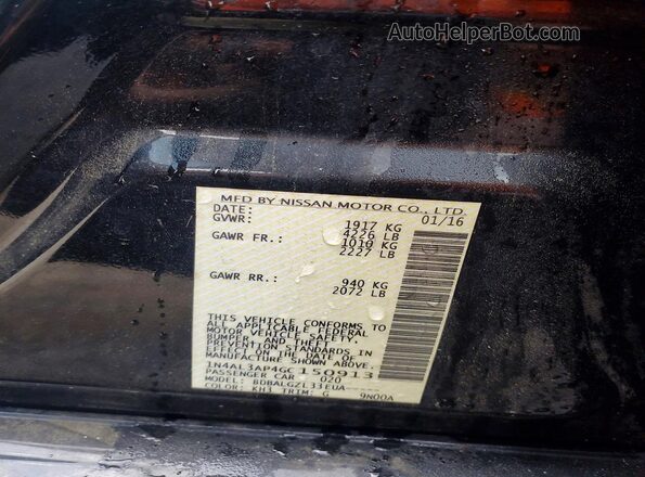 1N4AL3AP4GC150913 2016 NISSAN ALTIMA Black Вид наклейки з VIN-кодом