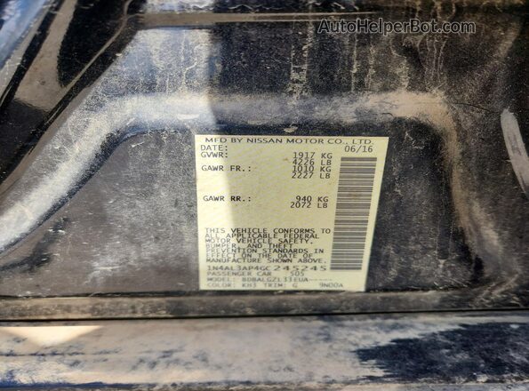 1N4AL3AP4GC245245 2016 NISSAN ALTIMA Black Շարժիչի բաժամունքի տեսք