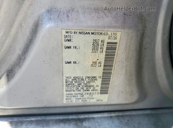 1N4AL3AP4GC268573 2016 NISSAN ALTIMA Silver Вид підкапотного простору