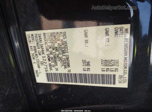 1N4AL3AP4HC122756 2017 NISSAN ALTIMA Black Engine compartment view