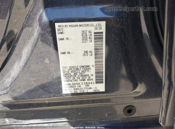 1N4AL3AP4HC138441 2017 NISSAN ALTIMA Черный Вид подкапотного пространства
