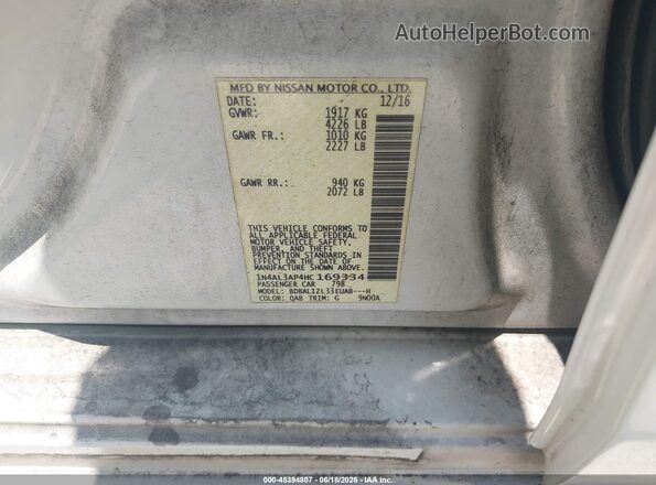 1N4AL3AP4HC169334 2017 NISSAN ALTIMA White Widok komory silnika