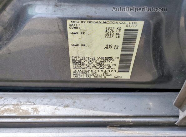 1N4AL3AP4HC184321 2017 NISSAN ALTIMA Gray 