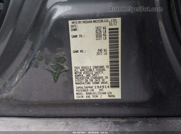 1N4AL3AP4HC194914 2017 NISSAN ALTIMA Gray Engine compartment view