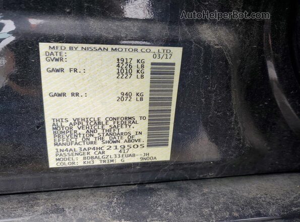 1N4AL3AP4HC219505 2017 NISSAN ALTIMA Black Շարժիչի բաժամունքի տեսք